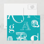 Carte Postale Lettres décoratives sur Arrière - plan bleu (Devant / Derrière)