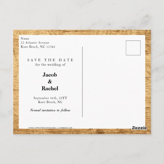 Carte Postale Lettres en bois Enregistrer la date Rustique Enreg (Dos)