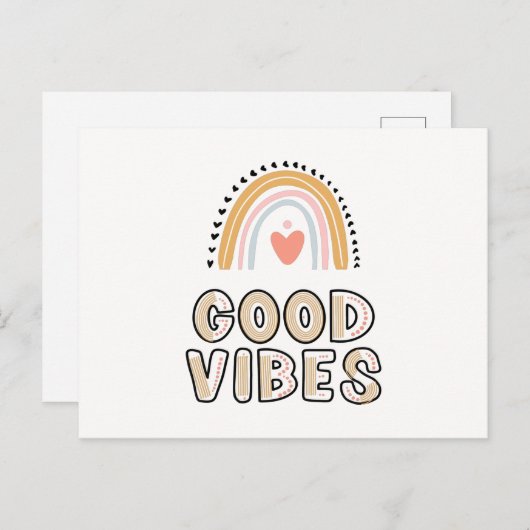 Carte Postale Lettres Good Vibes Rainbow Boho (Devant / Derrière)