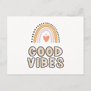 Carte Postale Lettres Good Vibes Rainbow Boho