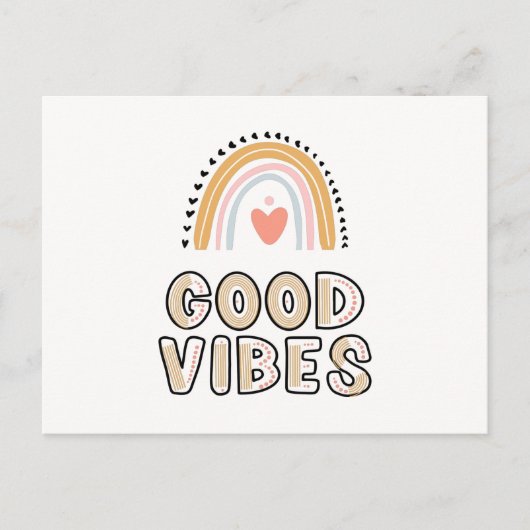 Carte Postale Lettres Good Vibes Rainbow Boho (Devant)