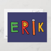 Carte Postale Lettres Monster "Erik" (Devant / Derrière)