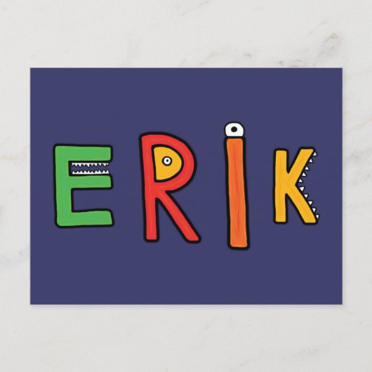 Carte Postale Lettres Monster "Erik" (Devant)