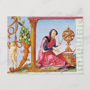 Carte Postale Lettrine historiée 'L' représentant Pline l'