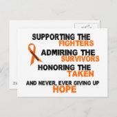 Carte Postale LEUKEMIA Soutien Admirer Honorer 3 (Devant / Derrière)