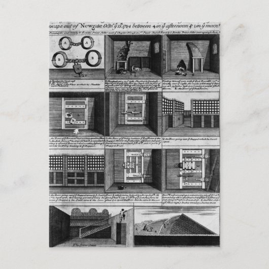 Carte Postale L'évasion de Shepherd de la prison de Newgate (Devant)