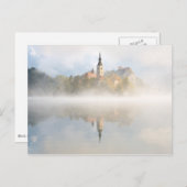 Carte Postale Levée de soleil de Foggy au lac Bled (Devant / Derrière)