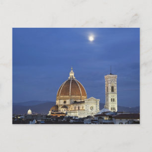 Carte Postale Lever de lune et cathédrale de Florence, Basilique