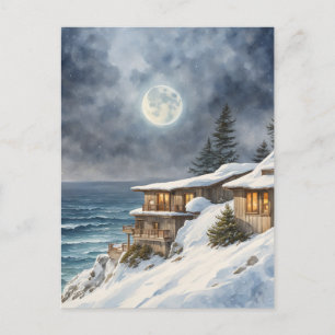 Carte Postale Lever de lune sur Big Sur en hiver