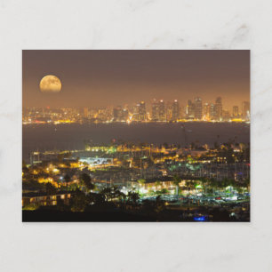 Carte Postale Lever de lune sur la ligne d'horizon de San Diego