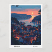 Carte Postale Lever de soleil à Bergen Norvège Voyage (Devant)