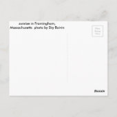 Carte Postale lever de soleil à framingham, massachusetts (Dos)