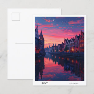 Carte Postale Lever de soleil à Gent Belgique Voyage