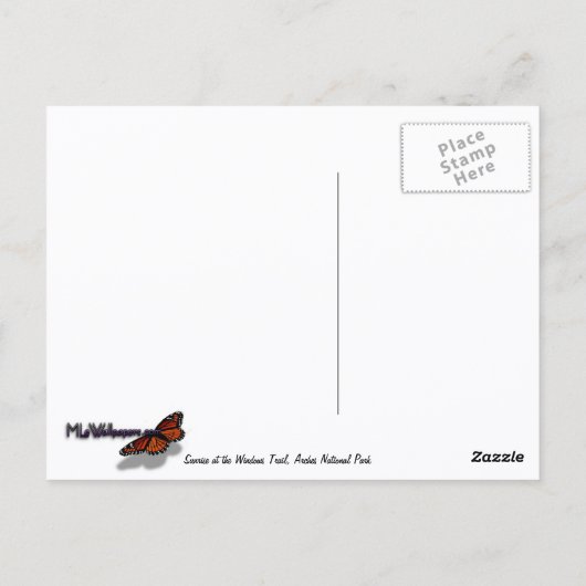 Carte Postale Lever de soleil à la piste Windows dans Arches (Dos)