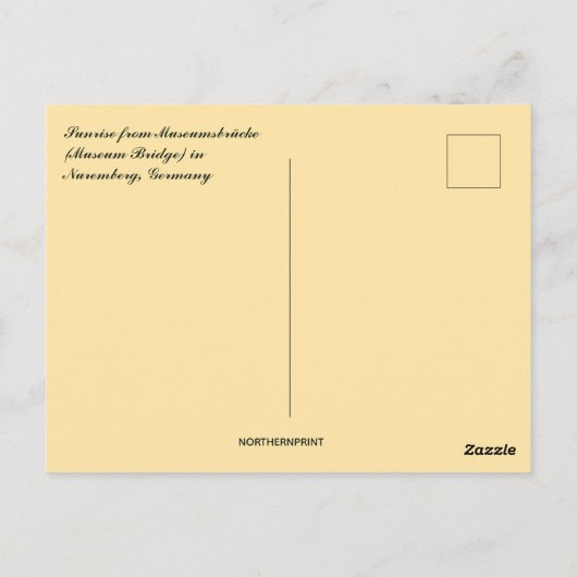 Carte Postale Lever de soleil à Museumsbrücke à Nuremberg en All (Dos)