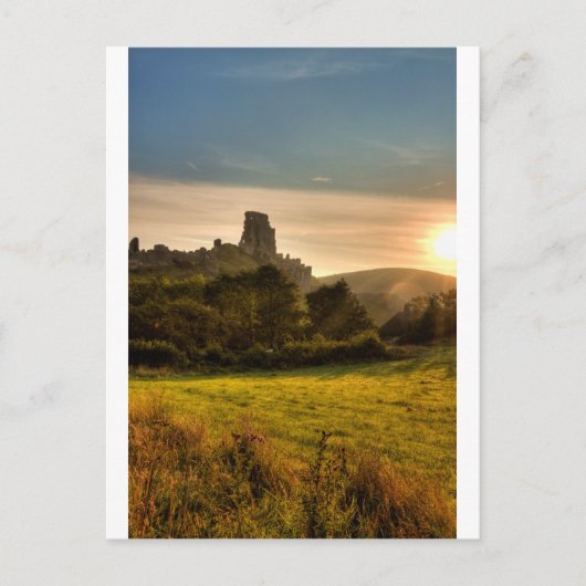 Carte Postale Lever de soleil de château de Corfe (Devant)