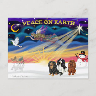 Carte Postale Lever de soleil de Noël - Cavalier King Charles (t