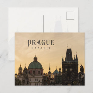 Carte Postale Lever de soleil sur la vieille ville de Prague, ph
