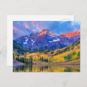 Carte Postale Lever de soleil sur Maroon Bells (Devant / Derrière)