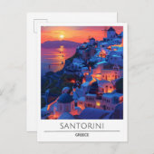 Carte Postale Lever du soleil à Santorin Grèce Voyage (Devant / Derrière)