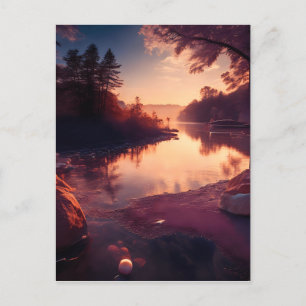 Carte Postale Lever du soleil du matin sur un lac paisible