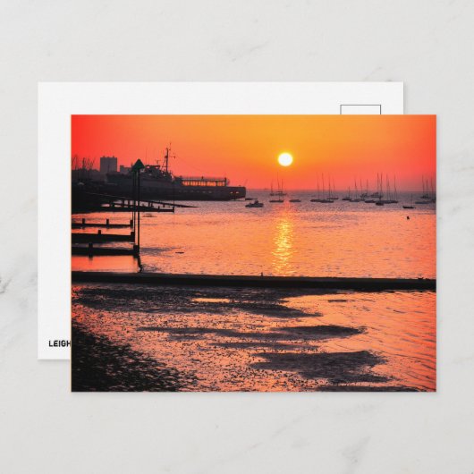 Carte Postale Lever du soleil, Leigh en mer, Essex, Angleterre, (Devant / Derrière)
