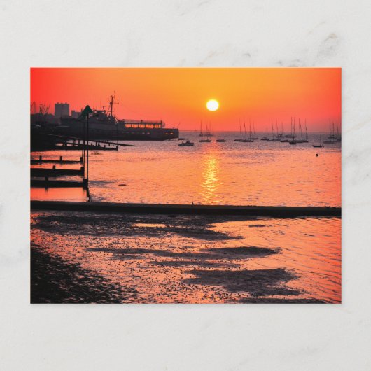 Carte Postale Lever du soleil, Leigh en mer, Essex, Angleterre, (Devant)
