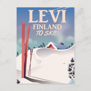 Carte Postale Levi, Finlande affiche de voyage en ski