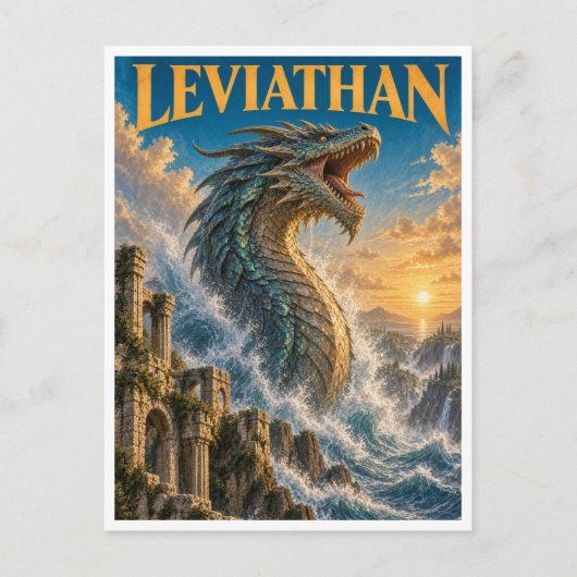 Carte Postale Léviathan, monstre de fantasy gothique (Devant)