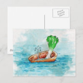 Carte Postale Levier dans un bateau avec une fuite amusante (Devant / Derrière)