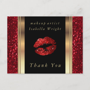 Carte Postale Lèvres Parties scintillant rouges - Merci