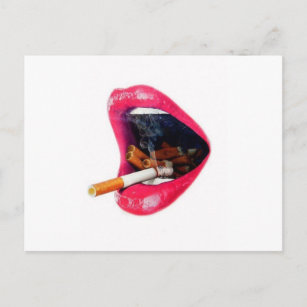 Carte Postale Lèvres roses avec une cigarette