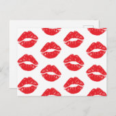 Carte Postale Lèvres Rouges, Rouge À Lèvres, Baiser, Motif Des L (Devant / Derrière)