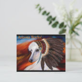 Carte Postale Lévrier Afghan blanc (Debout devant)