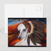 Carte Postale Lévrier Afghan blanc (Devant / Derrière)