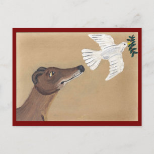 Carte Postale Lévrier et Colombe