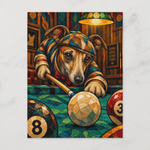Carte Postale Lévrier Whippet, mosaïque géométrique