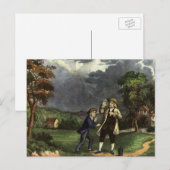 Carte Postale L'expérience du cerf-volant de Benjamin Franklin a (Devant / Derrière)