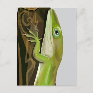 Carte Postale Lézard anole vert