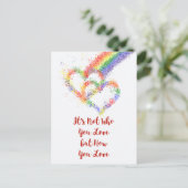 Carte Postale Lgbt Gay pride Beautiful Rainbow Hearts & Citation (Debout devant)