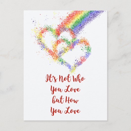 Carte Postale Lgbt Gay pride Beautiful Rainbow Hearts & Citation (Devant)