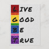 Carte Postale LGBT Parties scintillant Live Good Be True Card (Devant)