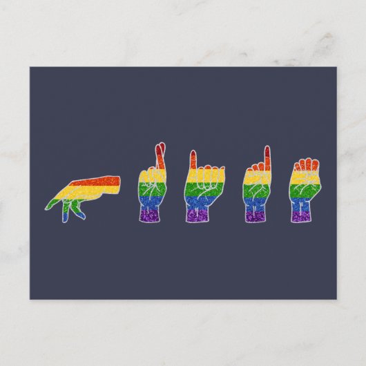 Carte Postale LGBT Parties scintillant Rainbow ASL Pride (Devant)