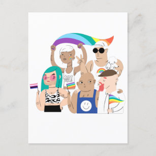 Carte Postale LGBT+Pride. L'amour GAY. Drapeau arc-en-ciel.    