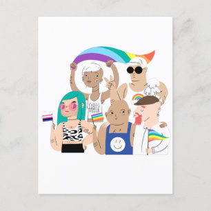 Carte Postale LGBT+Pride. L'amour GAY. drapeau arc-en-ciel.