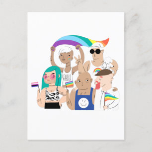 Carte Postale LGBT+Pride. L'amour GAY. drapeau arc-en-ciel. Affi