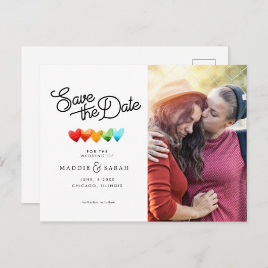 Carte Postale LGBTQ - Enregistrer le script de date avec photo (Devant / Derrière)
