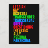 Carte Postale LGBTQQIAAP Fierté Diversité Arc-en-ciel Acrostique (Devant)