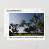 Carte Postale L'hamac à la Chambre du directeur de plantation (Devant / Derrière)