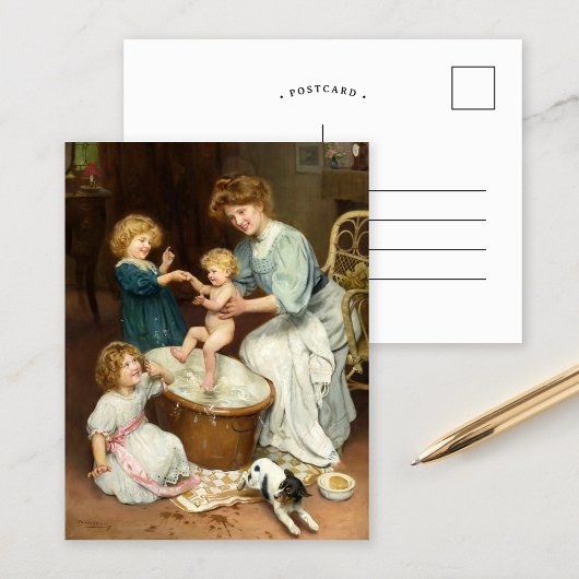 Carte Postale L'heure du bain de bébé | Arthur John Elsley